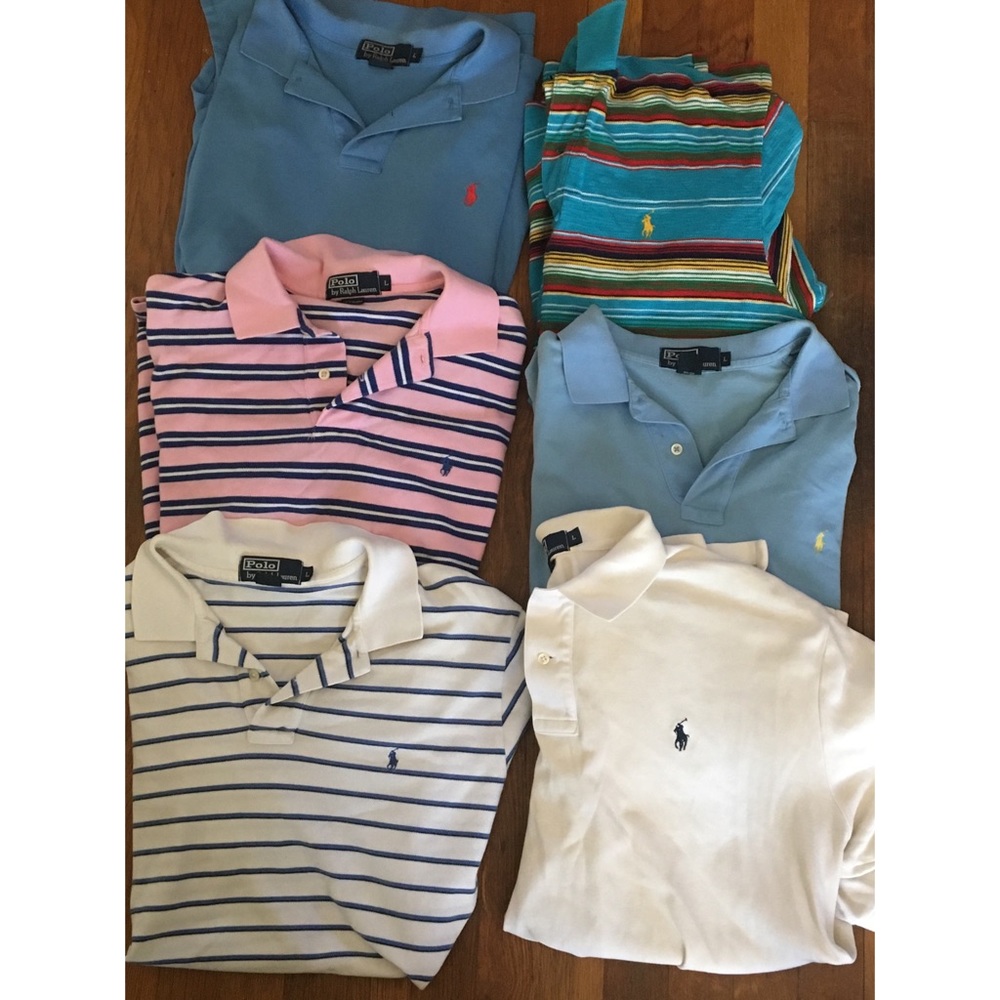 6 Men’s Ralph Lauren Polo shirts size large